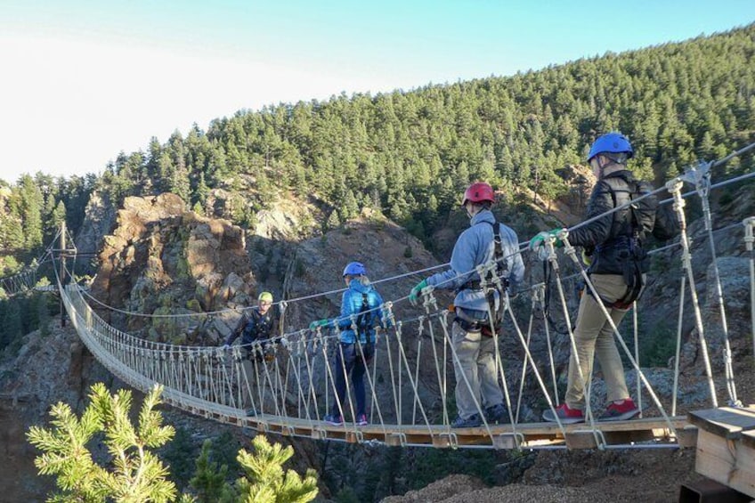 Braving the first suspension bridge