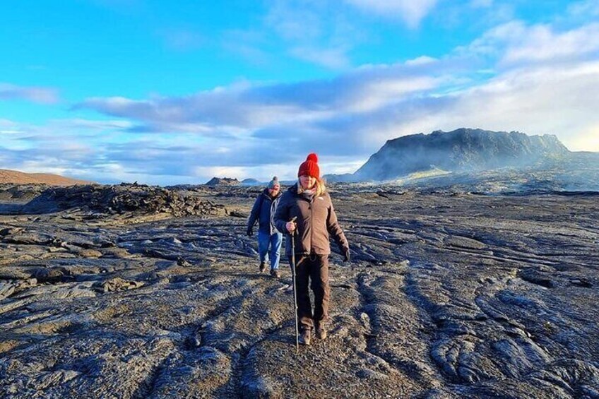 Hiking around Fagradalsfjall Volcano-Safe distance.