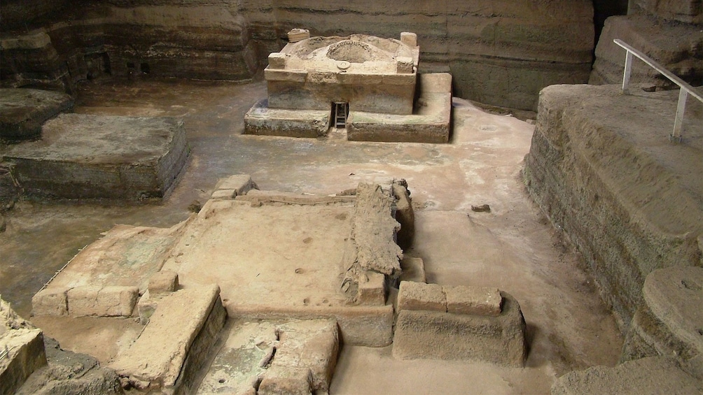 Close view inside the  Joya de Cerén in El Savador 