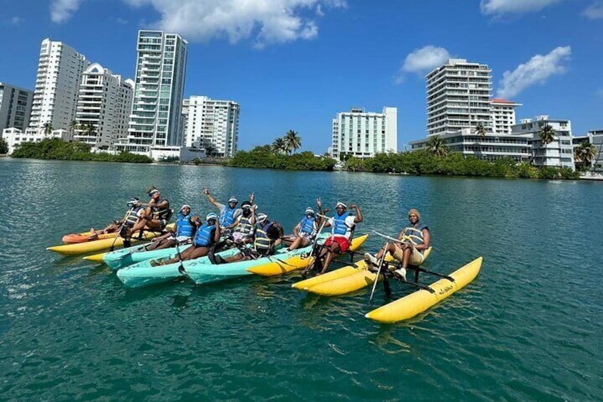 Waterbikes and kayak