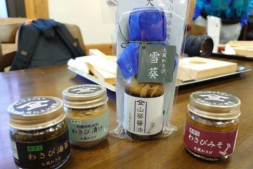 Finished wasabi soy sauce and processed wasabi pickles