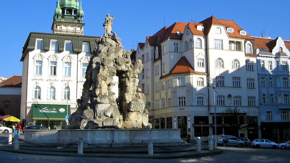 stone sculpture at a water fountain