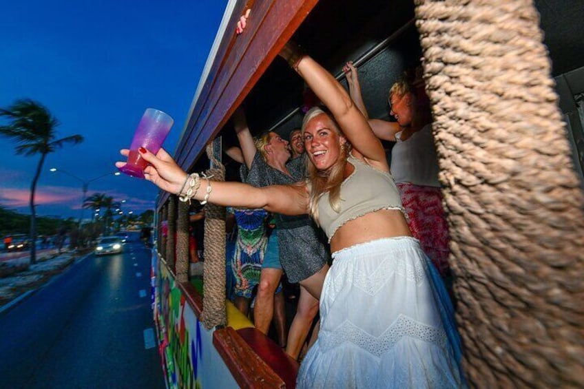 Aruba Night Out: Barhopping and Dancing on Party Bus