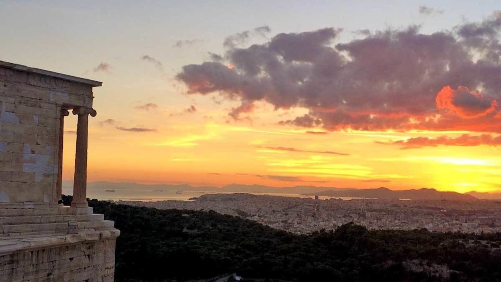 watching the sunset from the Acropolis in Athens