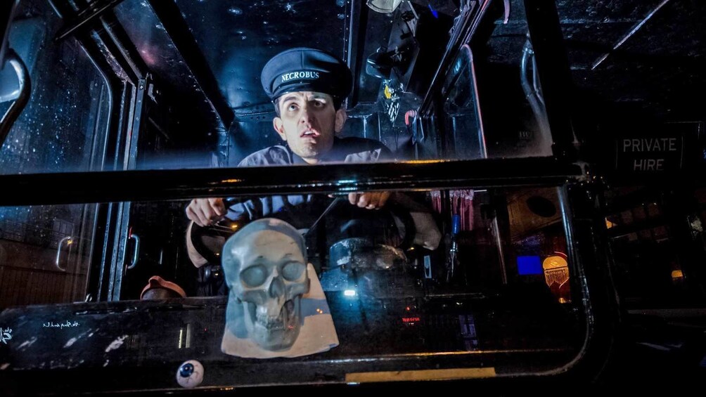 Indlæs billede 1 af 5. ghost bus driver in character in Edinburgh