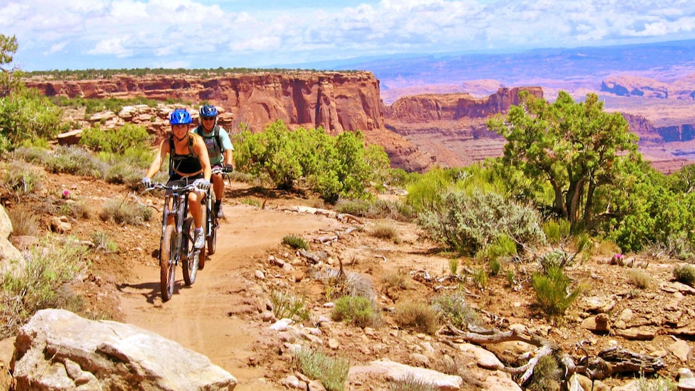 biking on a dirt trail in Green River