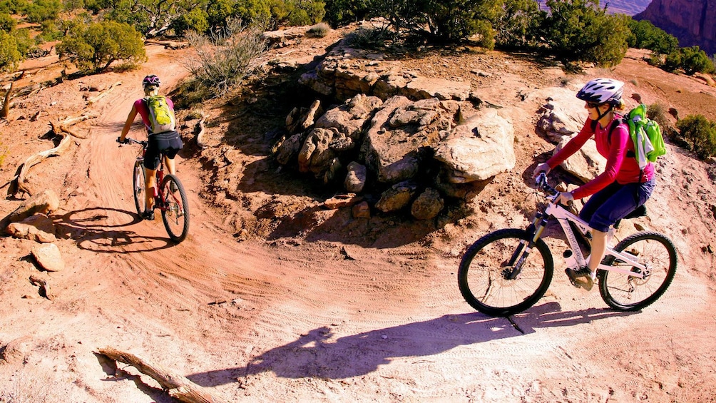 biking down a trail in Green River