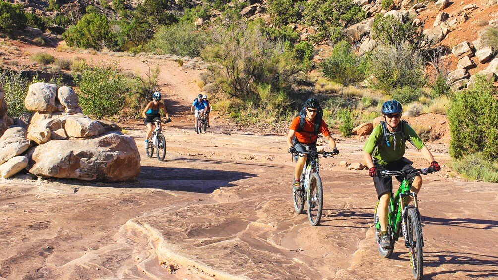 Group riding together on Klondike Bluff bike trail.