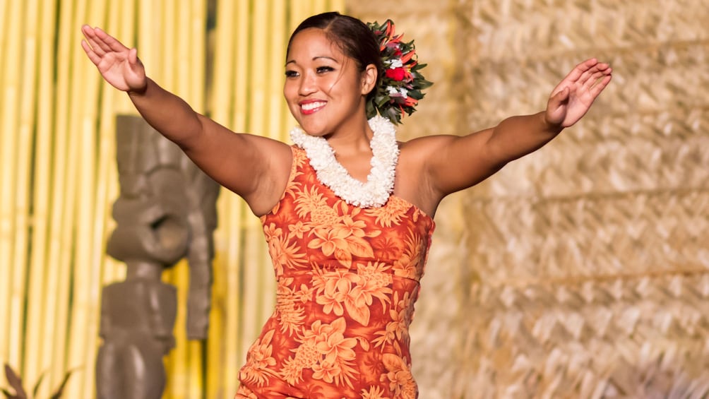 Woman dancing at the Luau at Royal Lahaina Resort in Maui