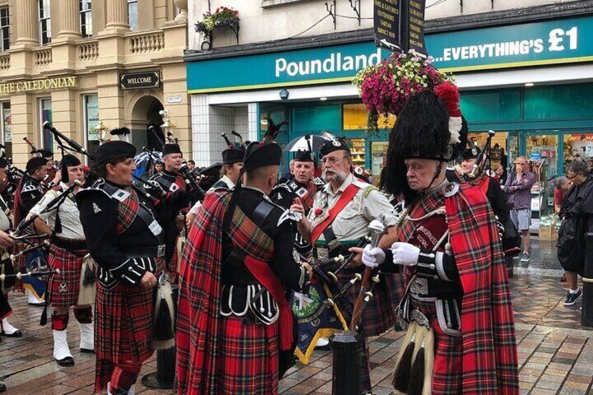 Pipe Band practice on Inverness High Street