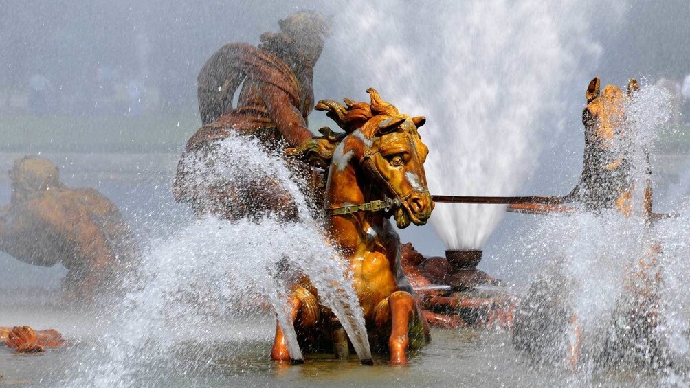 horse sculpture at the water fountain in Versailles