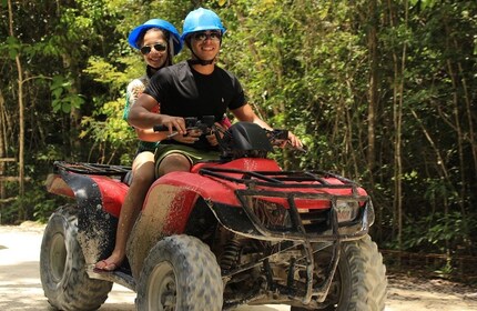 Adrenalinopplevelse 3x1! ATV(delt), Ziplines, Cenote