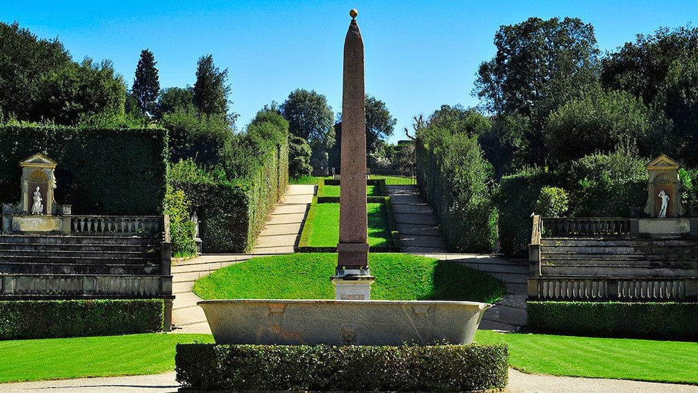 Stone obelisk in the gardens at Pitti Palace in Flroence