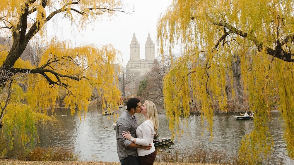 Couple posing for a photo at Central Park in New York 