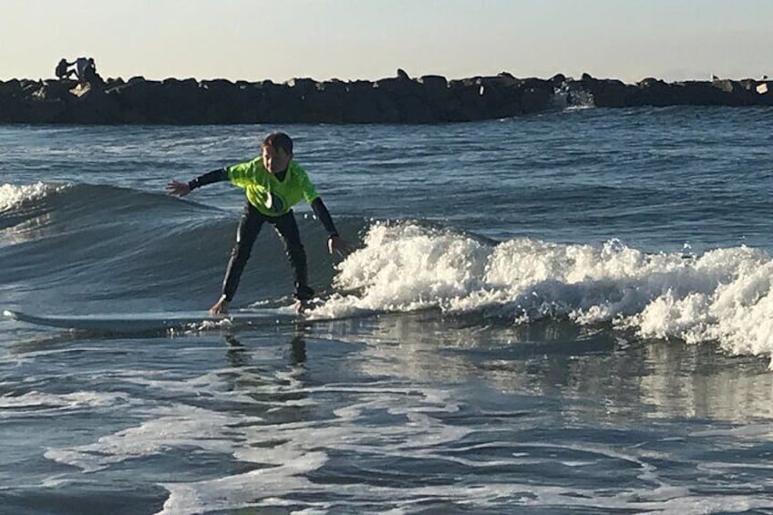 This kid got a good long blue water ride