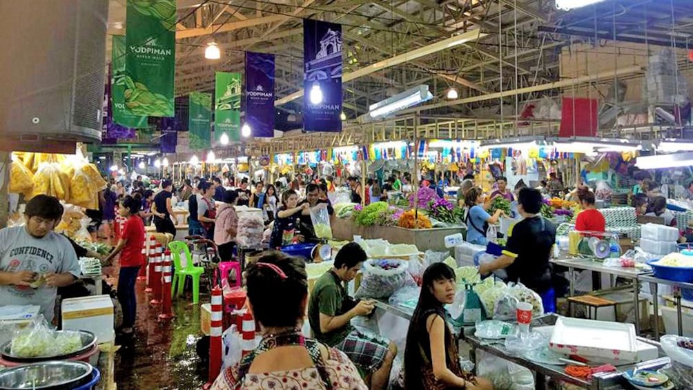 indoors market at night in Bangkok