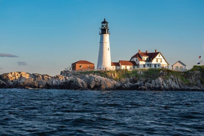 Portland Head Light during the evening "golden hour"