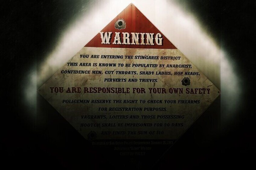 Gaslamp Quarter Warning Sign