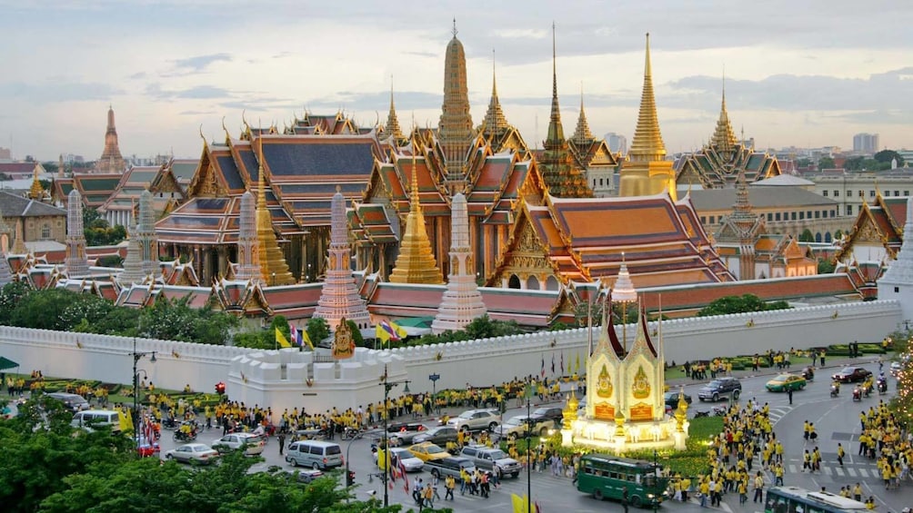 Sunset view of the Grand Palace in Thailand
