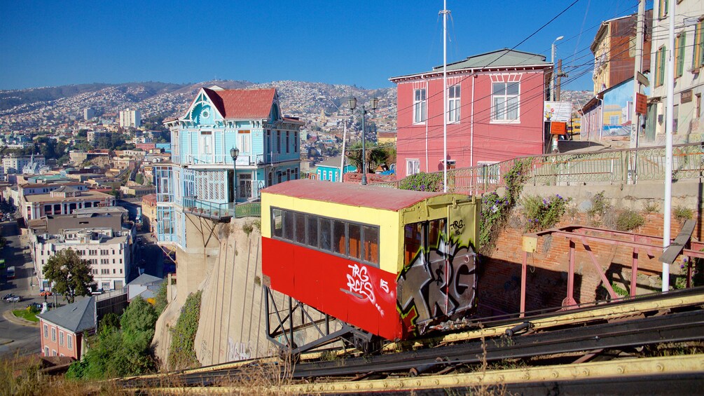 Funicular on the tracks in Valparaiso