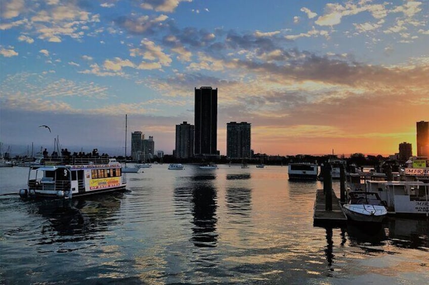 Sunset cruise through Gold Coast canals.
