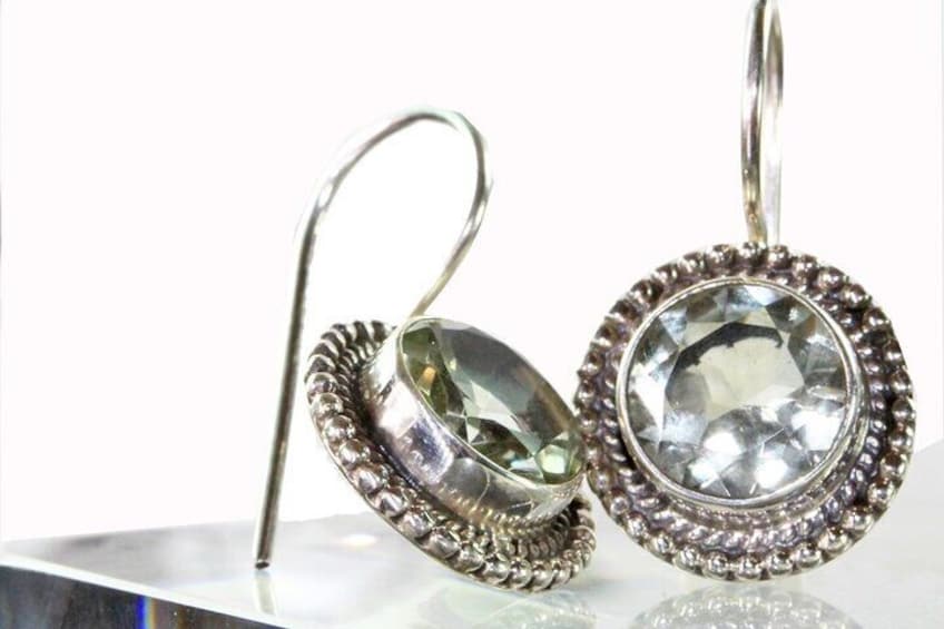 Wild Lotus | Sterling Silver Jewelry | Crystal Quartz Earrings