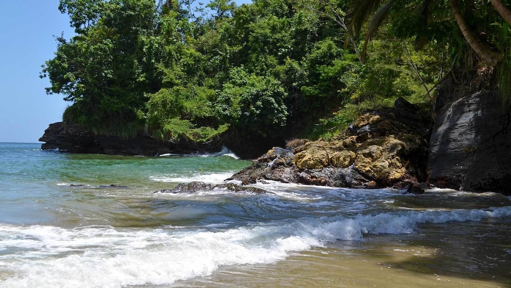 waves washing the beach in Trinidad and Tobago