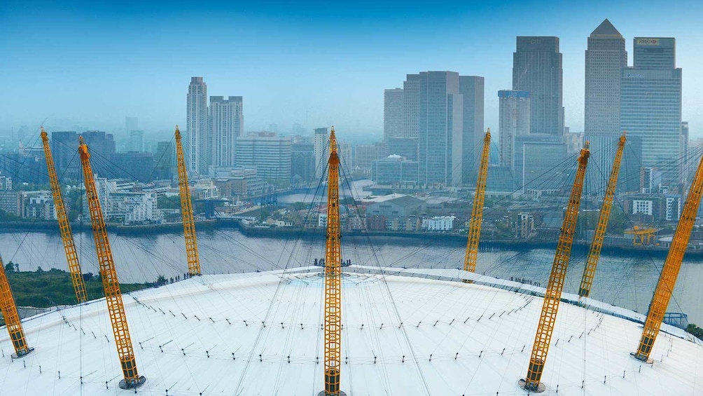 support structures outside the O2 building in London