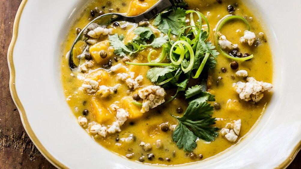close up of soup at cooking school