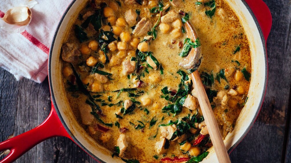 close up of stew at cooking school