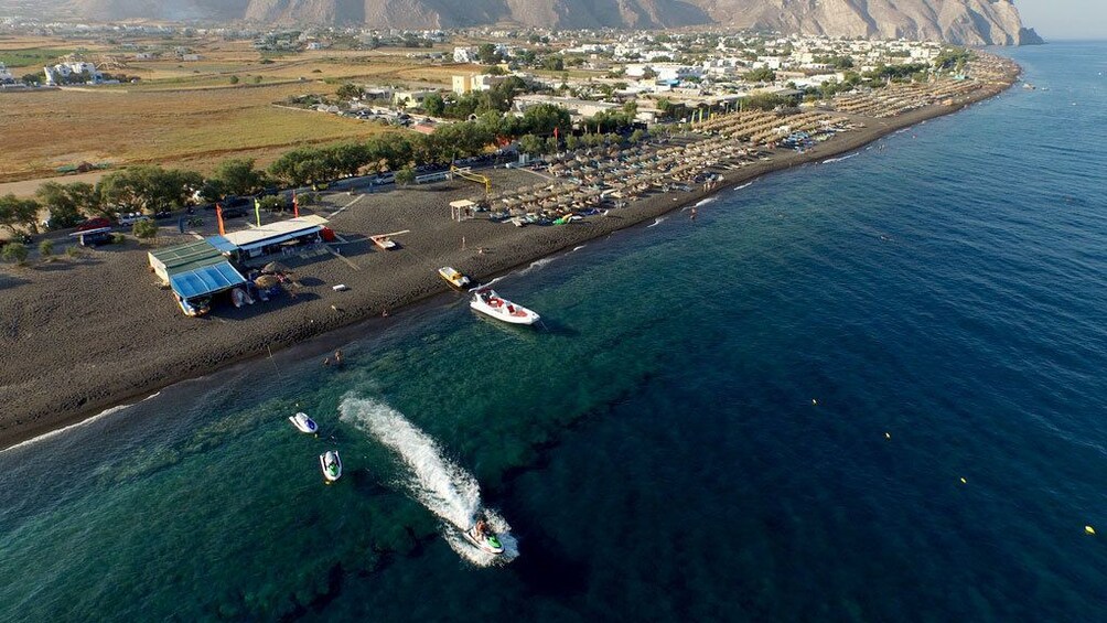 Aerial view of the coast of Santorini