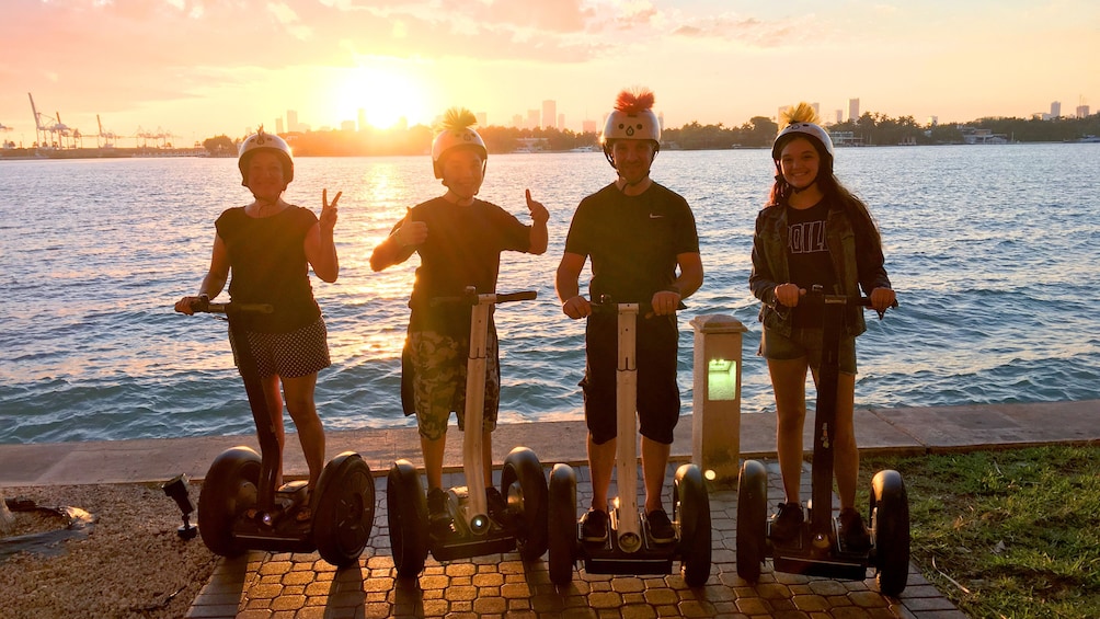 Segway group in Miami at sunset