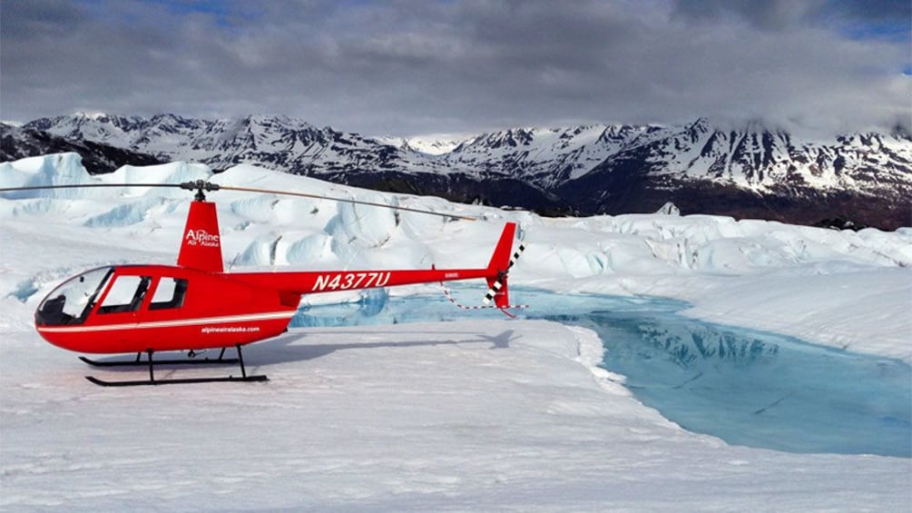 Helicopter on a glacier in Anchorage