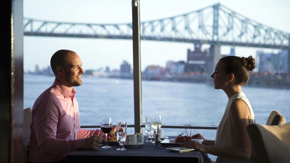 Show item 1 of 8. Couple eating dinner on a boat in Montreal