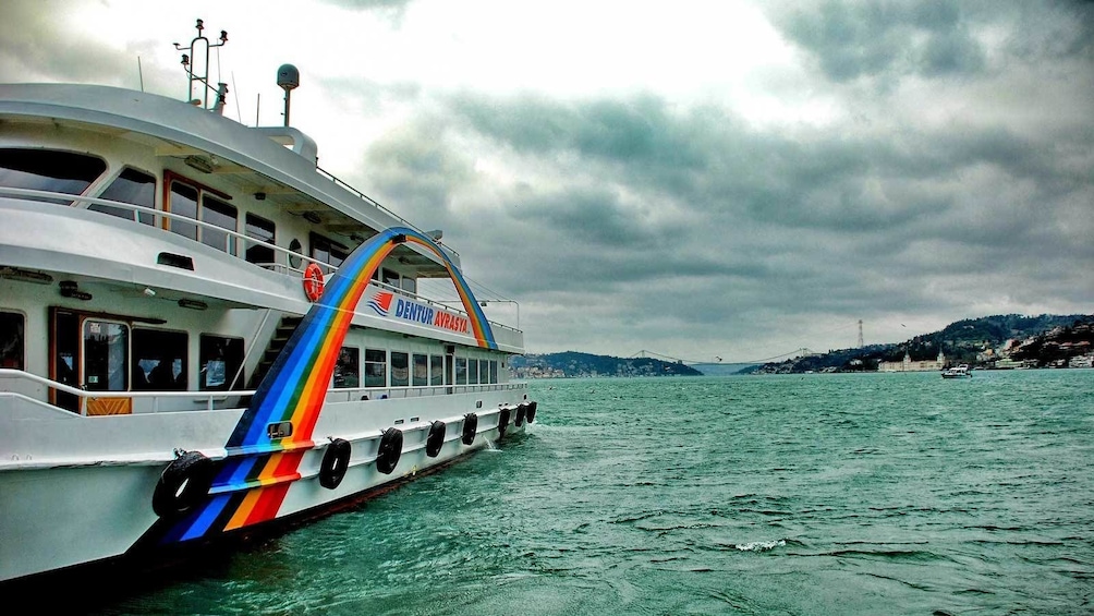 aboard a boat on an overcast day in Istanbul