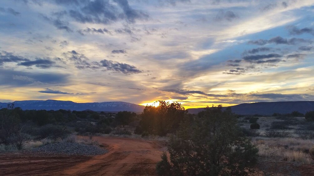 View of Sedona trail at sunset.
