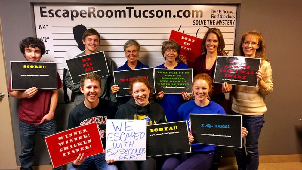 group accomplishing the escape room activity in Tucson