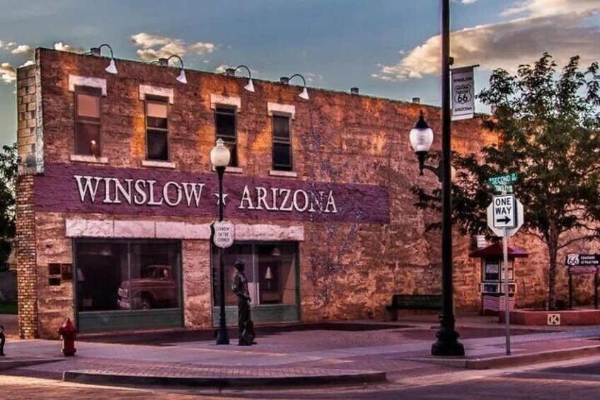 Famous Corner in Winslow Arizona our stop for Lunch