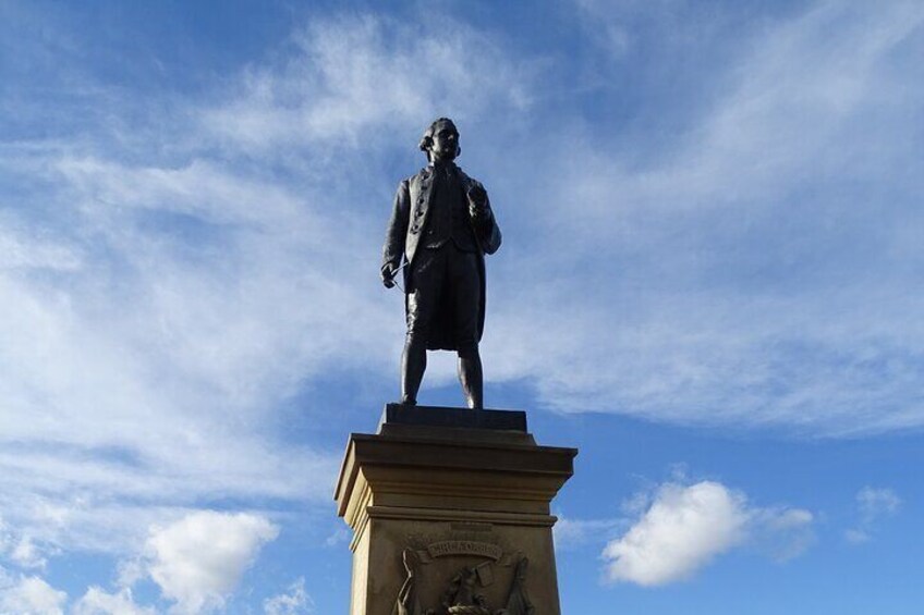 Captain Cook's statue, one of the finest sailors of his age.