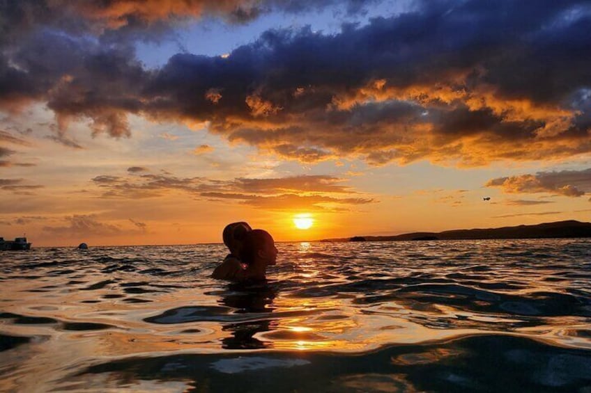 Another great sunset in tye warm Caracoles Cay waters at La Parguera, part of the private Snorkeling, Sunset and Bioluminiscense Swim Experience by Bucketlist Tours.