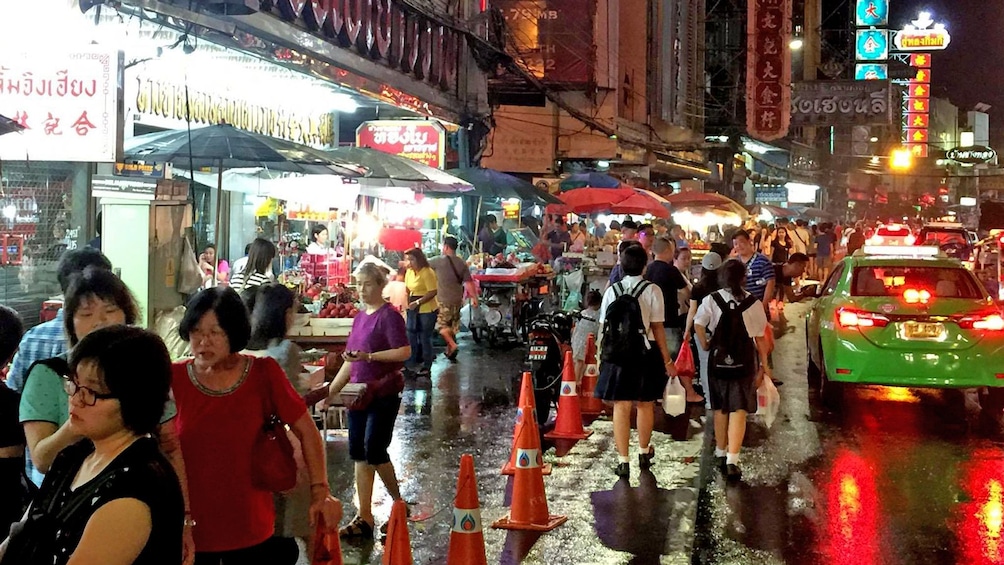 The crowds at the night market in Bangkok
