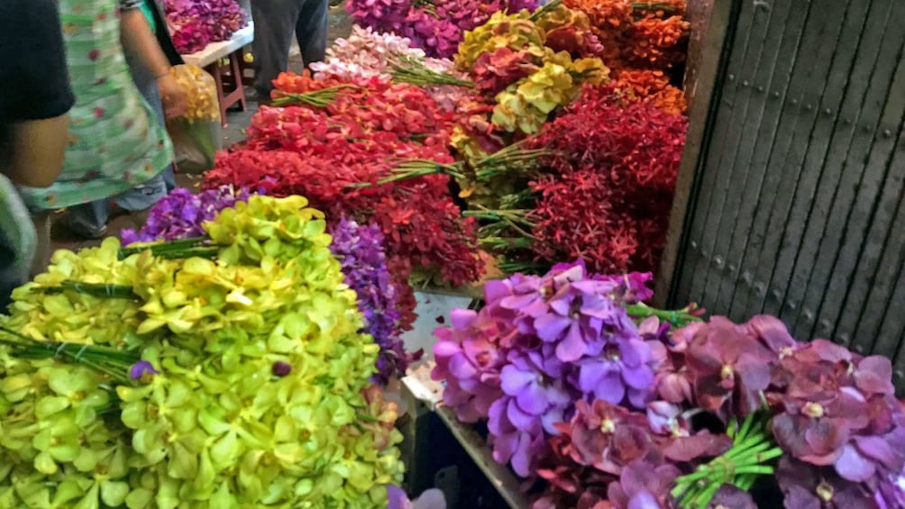 Vibrant flowers at the market in Bangkok