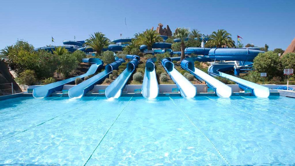 Row of waterslides in Algarve