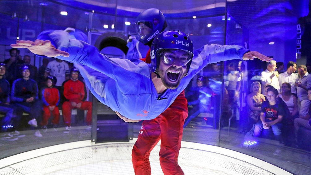 Man having fun on the Indoor Skydiving Experience in Sao Paulo (city), Brazil