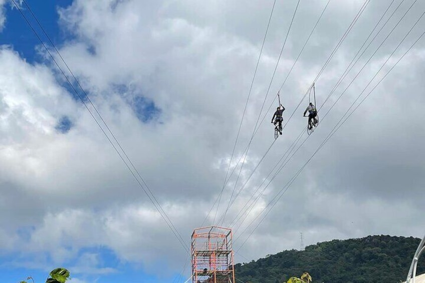 Bicycle Ziplining + visit Ruta de Flores and San Salvador Rainbow Slide