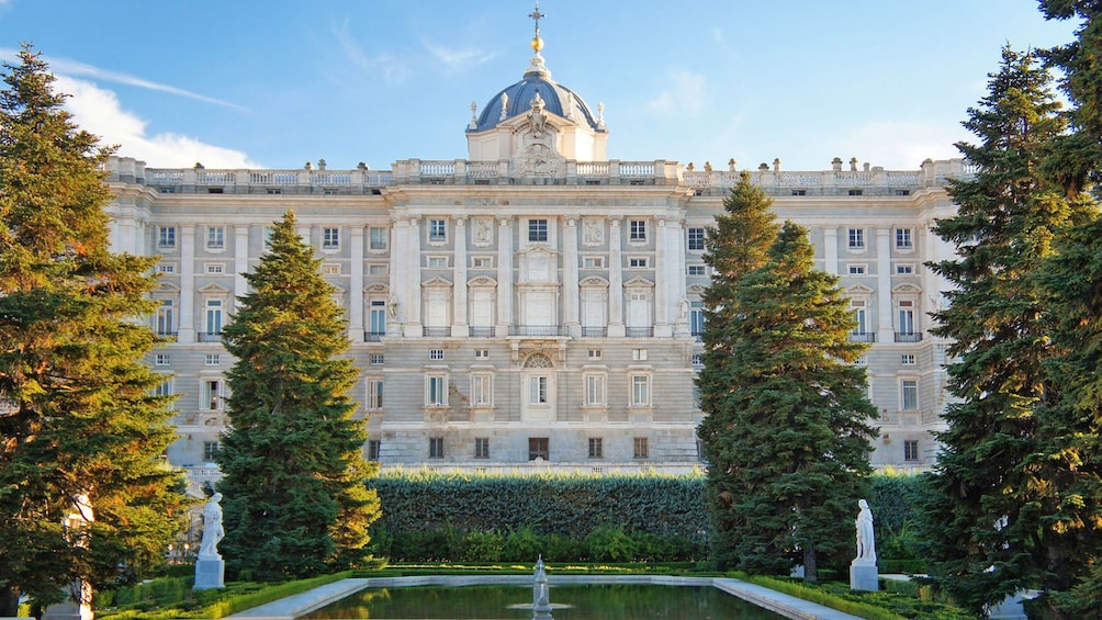 fountain pond outside a palace in Madrid