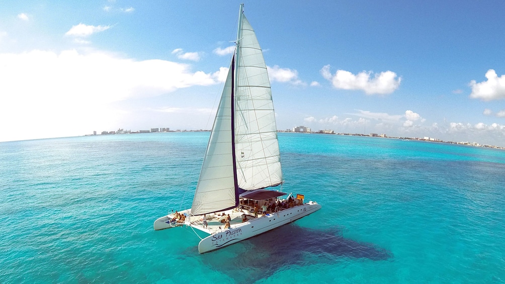 Catamaran on ocean