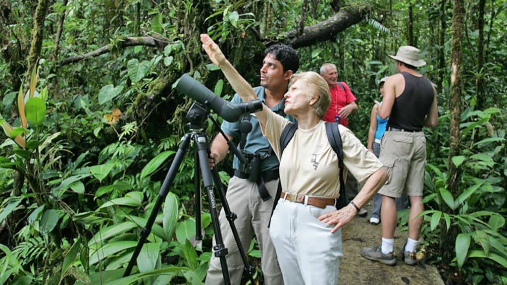 group with birdwatching equipment in Costa Rica