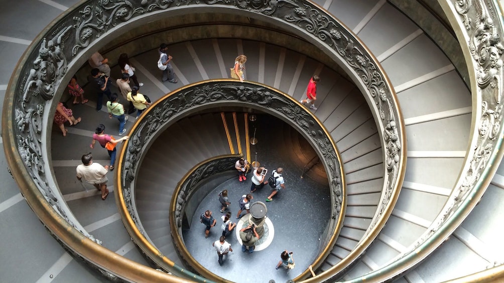 A spiral staircase in a roman museum