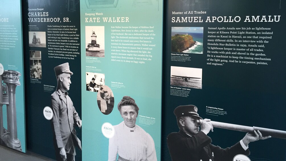 Show item 2 of 6. Lighthouse informational graphics at National Lighthouse Museum in New York